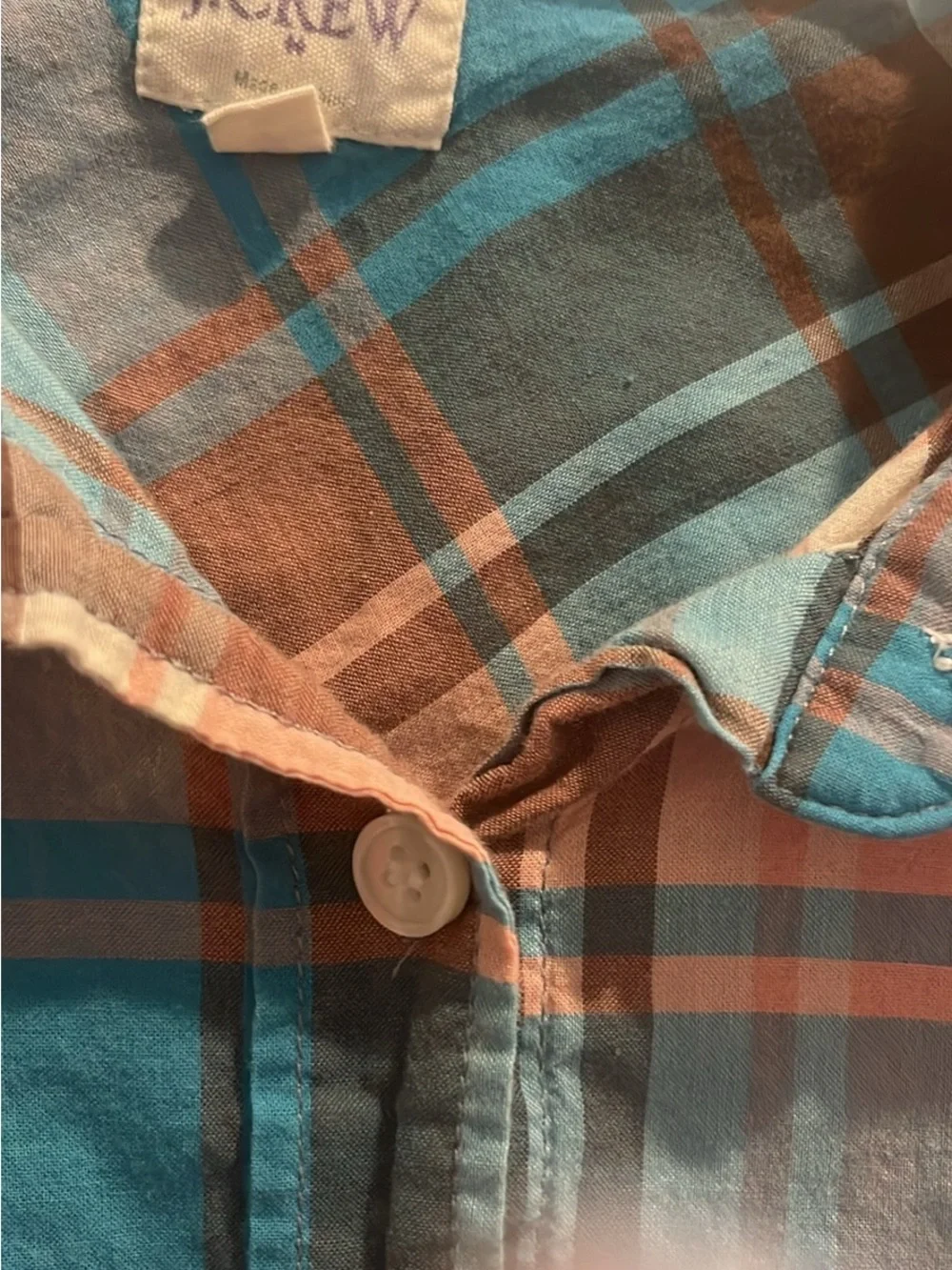 J. Crew Plaid Button-Down Shirt in Blue and Coral